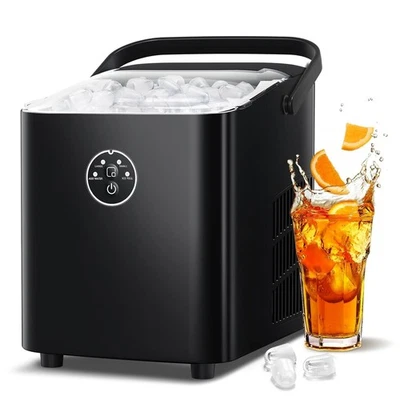 Countertop Ice Maker with Handle, 8 Bullet Ice Ready in 6 Mins, Self-Cleaning