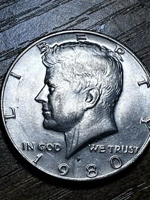 1980P John F Kennedy Half Dollar Coin, Circulated Fifty Cents - Image 1 of 4