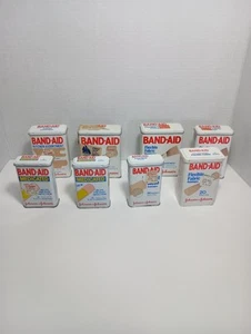 Vintage Band-Aid tin Bandage Metal Hinge Box Lot 8x 1980’s Sheer Clear Bandaid - Picture 1 of 17