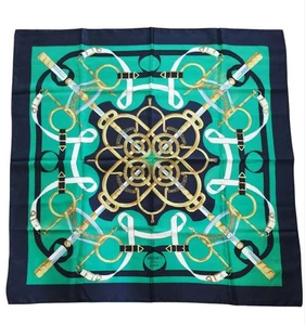 Hermes Eperon d’Or 90cm Silk Scarf Golden Spurs Excellent Condition From Japan - Picture 1 of 7