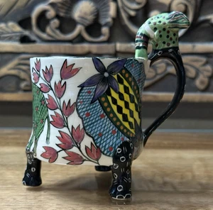 Ardmore Studio Art Pottery Signed Footed Elephant Mug Cup Hand Painted 1999 - Picture 1 of 13