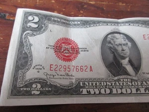 1928G $2 BILL- TRIM ERROR- VERY NARROW TOP BORDER-RED SEAL - Picture 1 of 5