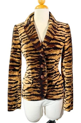 Vintage Y2K Moschino Cheap and Chic Tiger Blazer, Velvet Jacket S - Image 1 of 4