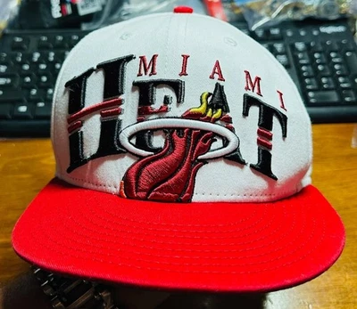New Era 9Fifty Miami Heat Hardwood Classics Snapback Hat Red White #W8 - Image 1 of 4