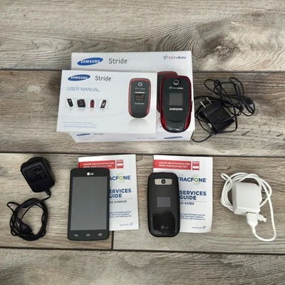 Lote de 3 teléfonos celulares abatibles LG Samsung Tracfone EE. UU. leer Foto 1 de 4