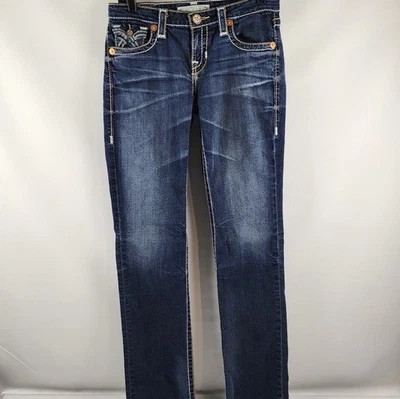 Pantalones de mezclilla Big Star para mujer 27L Nina pierna recta occidental lavado oscuro bolsillo logotipo Foto 1 de 4