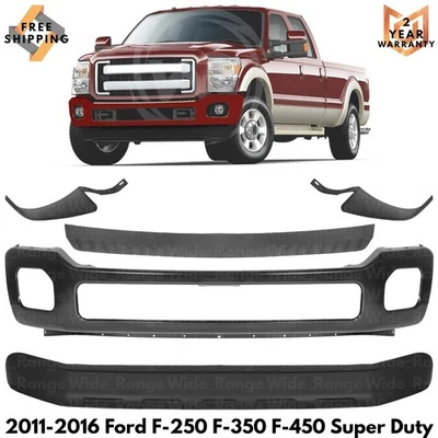 Front Bumper Primed & Bumper Trims Kit For 2011-2016 Ford F-250 F-350 Super Duty Foto 1 de 4