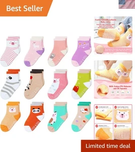 Assorted Cute Non-Slip Gripper Socks for Kids - Perfect for Active Toddlers 1-7 - Picture 1 of 8