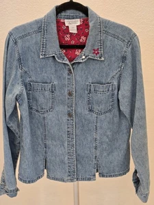 Chaqueta vaquera Christopher & Banks bordada floral para mujer talla M azul Y2K - Imagen 1 de 10