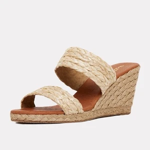Andre Assous Beige Raffia Nolita Espadrille Wedge Shoe Size US 10 EU 40 MSRP$165 - Picture 1 of 10