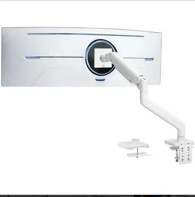 VIVO White Mechanical Arm Computer Monitor Desk Mount, Fits Ultrawides up to 40" - Image 1 of 4