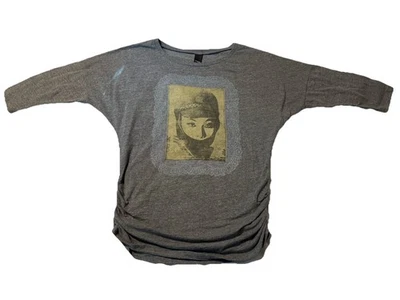 Obey Propaganda Women's T-Shirt Size Small Silhouette Ruched Side 3/4 Sleeve - Image 1 of 4