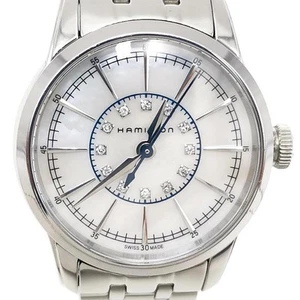 Hamilton Railroad Lady Quartz Watch 12P Diamonds Stainless Steel Silver Used - Picture 1 of 10