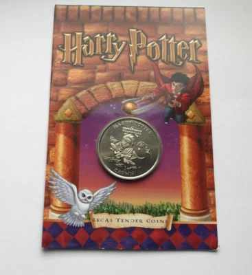 2001 ISLE OF MAN HARRY POTTER QUIDITCH BRILLIANT UNCIRCULATED 1 CROWN COIN BU - Image 1 of 4