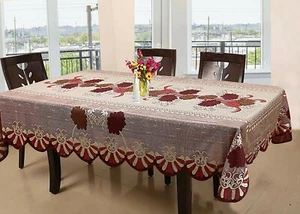 Fabric Net Floral Rectangular 6 Seater Dining Table Cover Red 60 x 90 inch US - Picture 1 of 3
