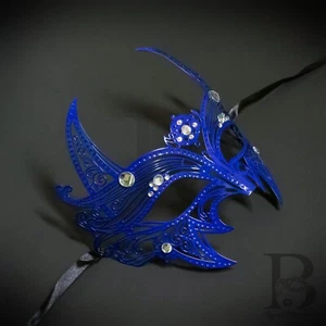 Wolf Costume Light Metal Cosplay Rhinestone Masquerade Mask [Blue] - Picture 1 of 4