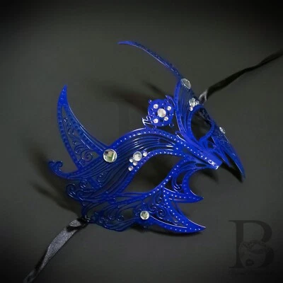 Wolf Costume Light Metal Cosplay Rhinestone Masquerade Mask [Blue] - Image 1 of 4