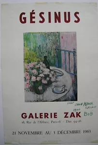 Bob Gesinus Orig Plakat Galerie ZAK Paris 1963 Widmung Dedicace - Bild 1 von 3