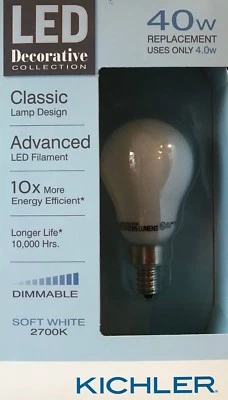 Kichler Decorative Collection 40-Watt Frosted A15C LED Bulb w/Candelabra Base - Image 1 of 2