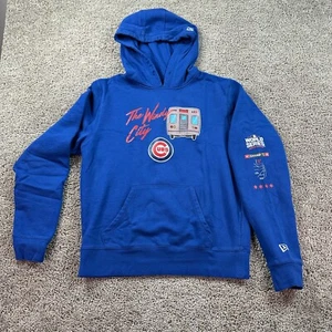 Chicago Cubs Hoodie Mens Medium Blue Windy City World Series Sweatshirt New Era - Picture 1 of 7