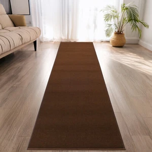 Tappeto corridore scale antiscivolo corridoio interno MARRONE tinta unita misura personalizzata - Foto 1 di 4
