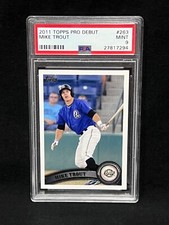 MIKE TROUT RANCHO CUCAMONGA QUAKES 2011 TOPPS PRO DEBUT ROOKIE #263 MINT PSA 9