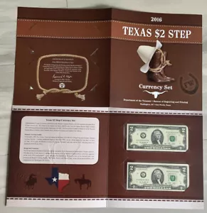 2016 Texas $2 Step Curency Set - Series 2009 $2 “ K “ notes Matching Number. - Picture 1 of 6