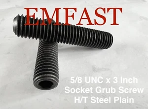 5/8 UNC x 3 inch long socket grub set screw steel H/T Allen hexagon bolts screws - Picture 1 of 2