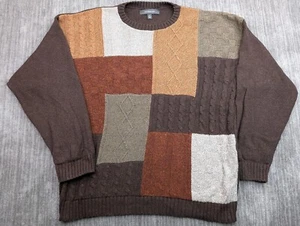 Vintage Croft & Barrow Cable Knit Patchwork Sweater Men’s XL Multicolor USA - Picture 1 of 13