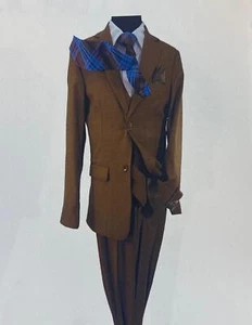 Kid Boys SLIM FIT Formal Bridal 5 Pcs Set Suit size 4-20 RUST 2 Buttons - Picture 1 of 1