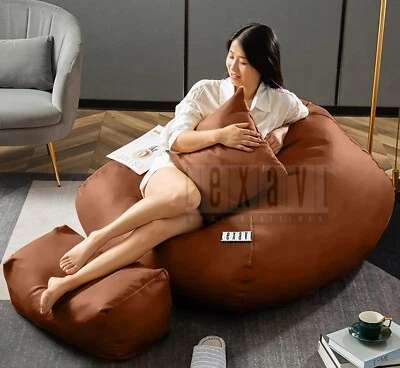 Funda de sofá para silla Bean Bag con funda para reposapiés imitación cuero sin frijoles XXXL Foto 1 de 4