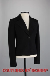 St John Knits Shimmer Jacket Back Ruffle Detail Caviar Size 2 NWT MSRP $1595 - Imagen 1 de 2