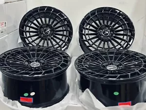 4 Black 20" Mercedes 5X112 Wheels BENZ E300 E350 S450 S550 Staggered AMG Rims - Picture 1 of 4