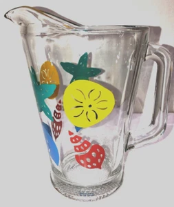 Vintage Libbey Glass Pitcher Bright Colorful Sea Shells 2 Quart - Picture 1 of 6