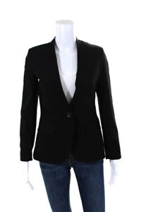 Hipchik Couture Women's Collarless Rhinestone Embellished Blazer Black Size S