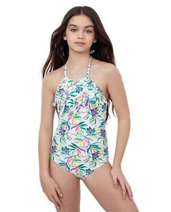 Gottex Kids Multi Palms High Neck One Piece Swimsuit - Picture 1 of 7