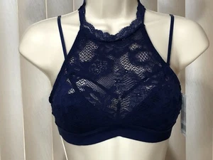 Honeydew Cage Bralette S Wireless High Neck Choker Halter Bra Lacy Olivia Navy - Picture 1 of 10