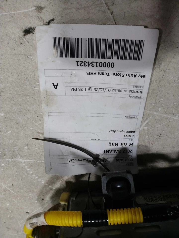 Used Right Instrument Panel Air Bag fits: 2012 Mitsubishi Galant passenger dash - Image 1 of 4