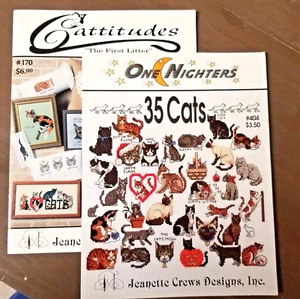 Lot of 2 Cross Stitch Patterns Books of CATS KITTENS, CATTITUDES #170, One Night - Picture 1 of 8