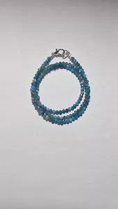 Blue Apatite Gemstone 925 Sterling Silver 24" String Jewelry Mala Necklaces - Picture 1 of 8