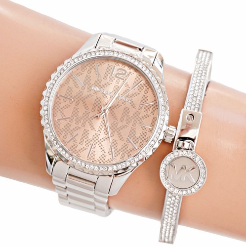 Orologio Michael Kors orologio da donna orologio da polso MK7298 Layton argento nudo nuovo