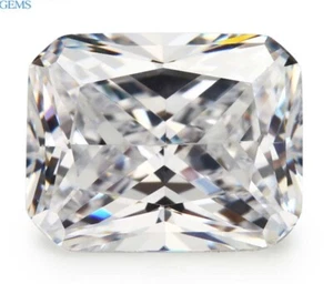 10x14 mm AAAAA Natural White Zircon 8.08 ct Emerald Faceted Cut VVS Loose Gems - Picture 1 of 5