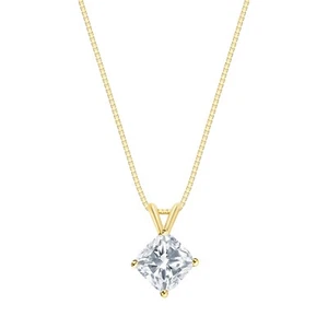 IGI E/VS 2.5 Ct Turned Cushion Lab Created Grown Diamond Pendant 14K Yellow Gold - Picture 1 of 1