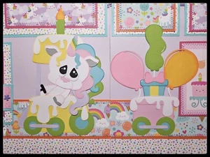 Premade 12x12 Scrapbook Pages Handmade Layout SEWN MATS Birthday Girl PCC - Picture 1 of 9