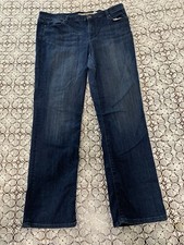DKNY Women's Blue Jeans Straight Leg Med Wash Denim Stretch Size 14 Pants