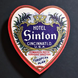 Etiqueta de equipaje *** GENUINA VINTAGE *** 1907 Hotel Sinton Cincinnati Black Sox - Imagen 1 de 2