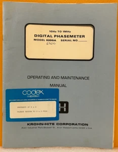 Krohn-Hite 1978 10 to 1 MHz Digital Phasemeter Operating & Maintenance Manual. - Picture 1 of 2