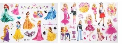 DRESS YOUR NAILS BODY TATTOO Temporäre Körper Aufkleber - Disney Prinzessin Arielle Schneewittchen + Barbie CG-050.064