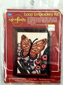 BOYE LOOP EMBROIDERY KIT "BUTTERFLY & FLOWERS" ART NO. 7905...5"x7" FRAME - Imagen 1 de 6