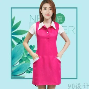 Women Nurse Dress Female Beautician Lab Long Coat Work Clothes Pinafore - Picture 1 of 14